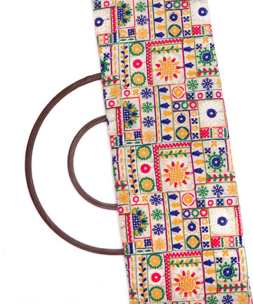 white and green raw silk embroidery fabric